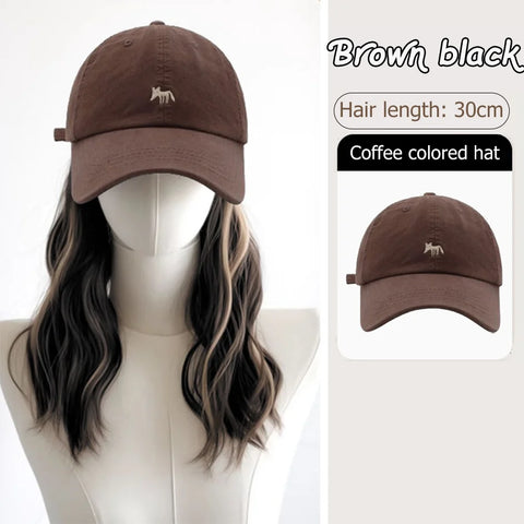 Synthetic12/16/18inch duckweave cap straight hair inward wig baseball capwater wave wig extensions ponytail daily Christmas