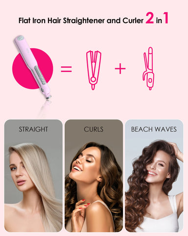 Flat Iron - Fast Heating Ceramic Hair Straightener with 1.4" Wide Floating Board, Adjustable Temperature (210℉-450℉)