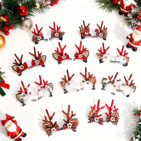 Christmas New Forest Bow Flower Pearl Antlers Hair Clip Holiday Party Dress Up Cute Hairpin Christmas Party Small Gifts Holiday