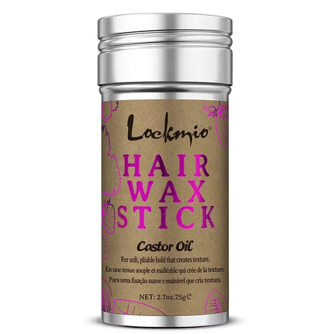 Lockmio 75g Hair Wax Stick With Castor Oil Tames Frizz Smooth Flyaways Strong Hold Edge Styling Finishing Broken Hair Gel