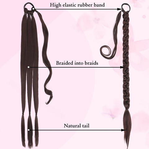 22-40 inch synthetic braided braided ponytail wig woman elastic rubber band fake ponytail hair extension wrapped around ponytail