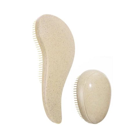 2pcs Magic Detanglng Hair Brush Set Scalp Massage Egg Shaped Wheat Straw Comb Anti-static Edge Hairbrush Salon Hair Styling Tool