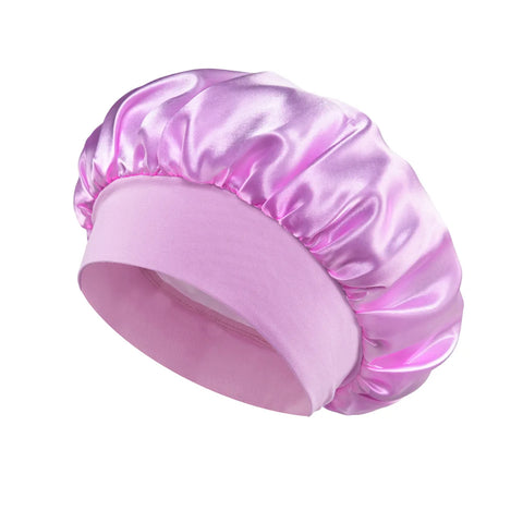 1pc Women's Solid Color Satin Wide-Brimmed Shower Cap, Suitable for Daily Use Silk Bonnet Satin Bonnet Shower Cap