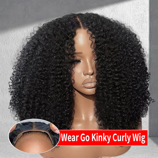 300% Kinky Curly Glueless Wigs Human Hair 4C Edges Afro Curly 13x6 Lace Frontal Wig Pre Cut 7x5 HD Lace Closure Wigs For Women