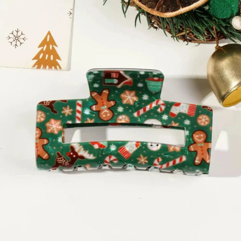 1/2Pcs Acrylic Christmas Hair Claw Clips for Women, Gingerbread Man Design Hair Jaw Clips Hair Accessories Holiday Gift Hair Pin