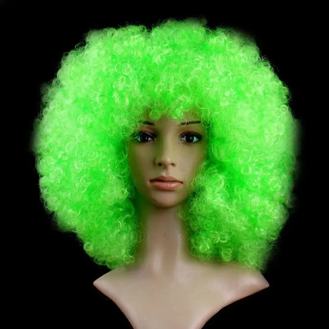 Unisex Adult Various Coloured Rainbow Circus Curly Black Afro Curly Wig Adult Fancy Dress Disco