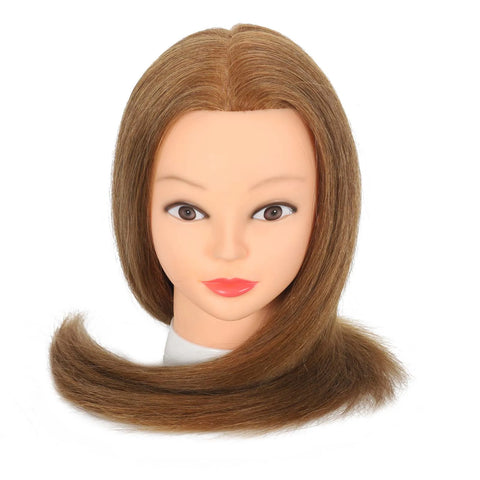 Cosmetology Mannequin Head with 100% Real Human Hair Hairdresser Manikin Training Head and Individual MINI Wig Stand Tripod