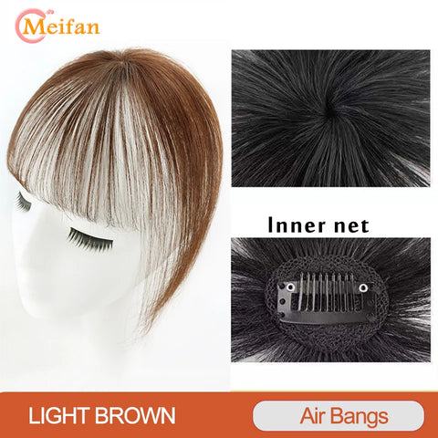 MEIFAN Synthetic Middle Part Topper Hairpiece with Bangs Clip-In Bangs Extension Natural Invisible Clourse Hairpiece for Women