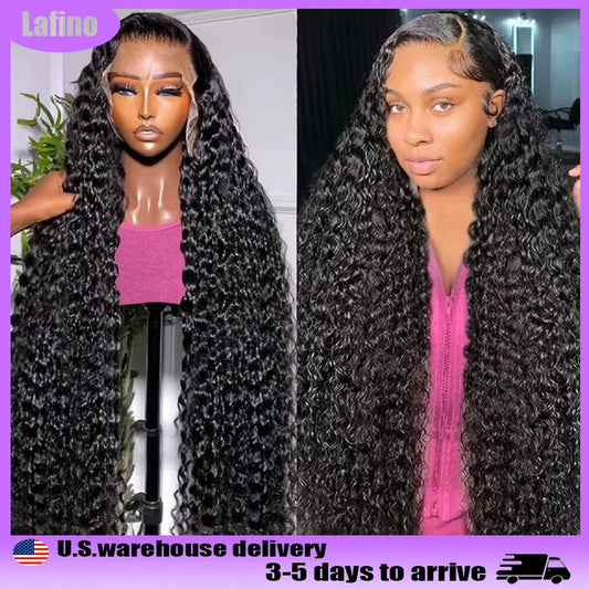 Lafino 40 Inch Deep Wave Frontal Wig 13x6 Hd Lace 13x4 Lace Front Wigs Curly Human Hair Wig Water Wave Black Wig Brazilian Hair