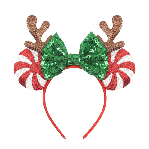 2024 New Christmas Mickey Minnie Mouse Headband Women Disney Ear Hairband Kids Xmas Party Hair Accessories Hot Festival Cosplay