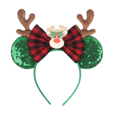 2024 New Christmas Mickey Minnie Mouse Headband Women Disney Ear Hairband Kids Xmas Party Hair Accessories Hot Festival Cosplay