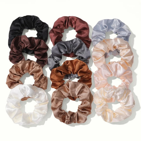12/18/20PCS Satin Colorful Intestine Hair Band Hair Accessories hair scrunchies Headwear For Ponytail Cute Causal Women