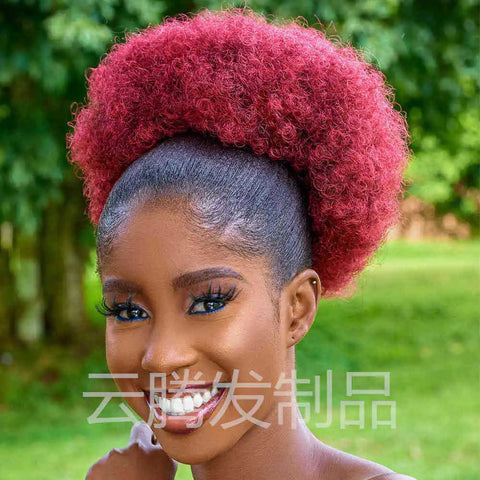 Synthetic 10Inch Big Afro Puff Drawstring Ponytail Extensions for Black Women 4b 4c Kinky Curly Hair Bun Ponytail Wigs Daily Use