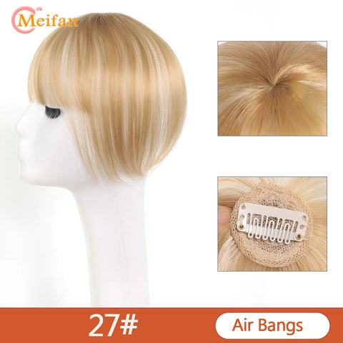 MEIFAN Synthetic Middle Part Topper Hairpiece with Bangs Clip-In Bangs Extension Natural Invisible Clourse Hairpiece for Women