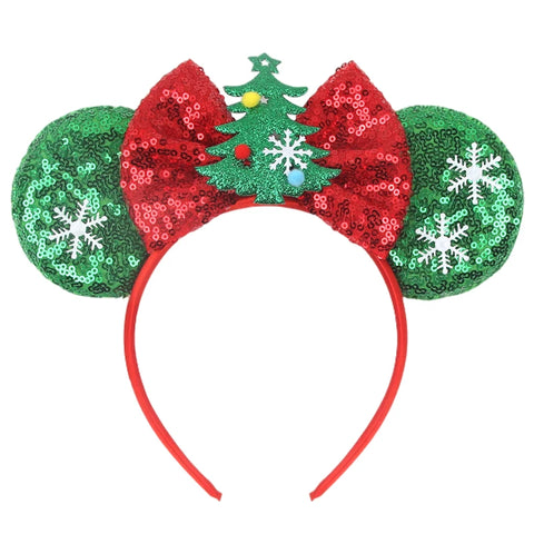 2024 New Christmas Mickey Minnie Mouse Headband Women Disney Ear Hairband Kids Xmas Party Hair Accessories Hot Festival Cosplay