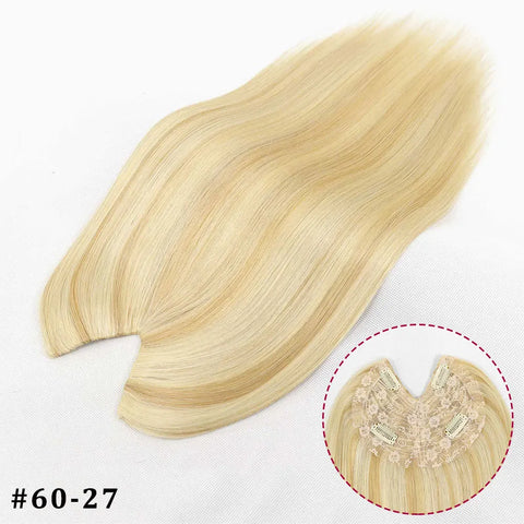V Shape Clip In Human Hair Extensions  Invisible Brown Blonde Highlight Toppers For Women Straight Brazilian Remy Hair 16Inch