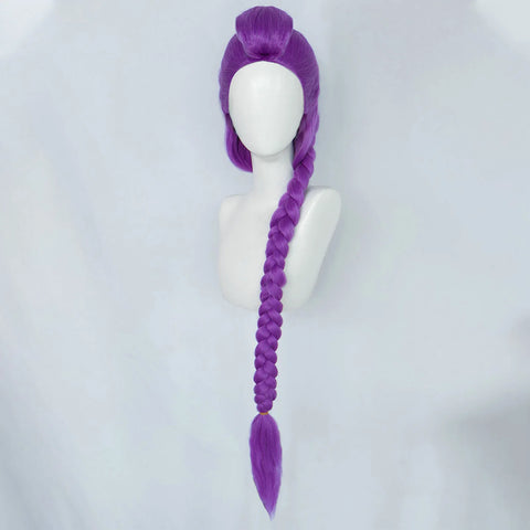 Halloween Christmas Women's Cosplay Wig Synthetic Wig, Extra Long  Purple Fake Hair with Detachable Clip on Plait Braided
