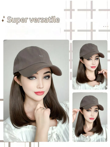 Synthetic12/16/18inch duckweave cap straight hair inward wig baseball capwater wave wig extensions ponytail daily Christmas