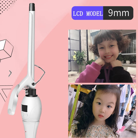 Hair Curling Iron 9mm Curler Wand Professional Curly Tongs Ceramic Electric SalonStyling Tool Small Crimping Iron Waves for Hair