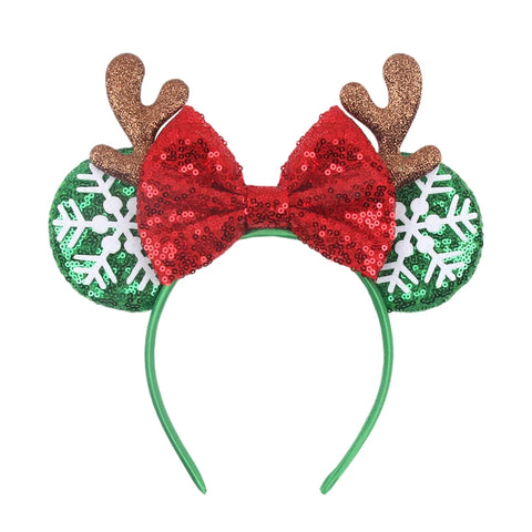 2024 New Christmas Mickey Minnie Mouse Headband Women Disney Ear Hairband Kids Xmas Party Hair Accessories Hot Festival Cosplay