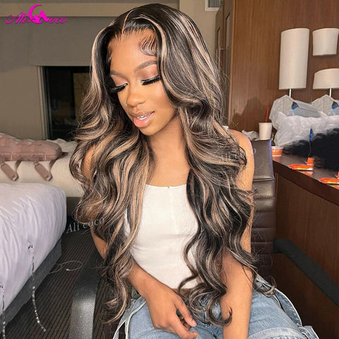 Upgrade 12A Blonde Highlight Wig Human Hair 13X4 13x6 Body Wave Lace Frontal Human Hair Wigs Pre plucked 5x5 Lace Closure Wigs