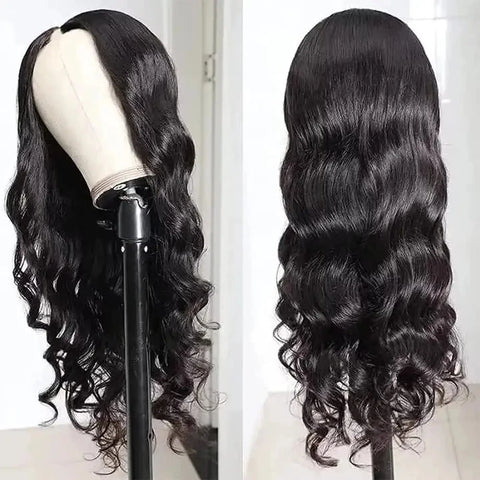V Part Wig Human Hair Half Wig Body Wave 250 Density U Part Wig With Elastic Drawstring Wigs for Women on Sale No Glue Side Part