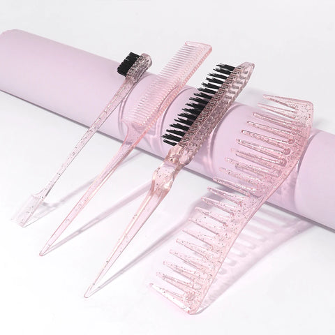 Hair Styling Comb Hair Brush Set, Teasing Edge Brush Rat Tail Comb For Curly/Straight/Wet/Dry/Long/Short Hair