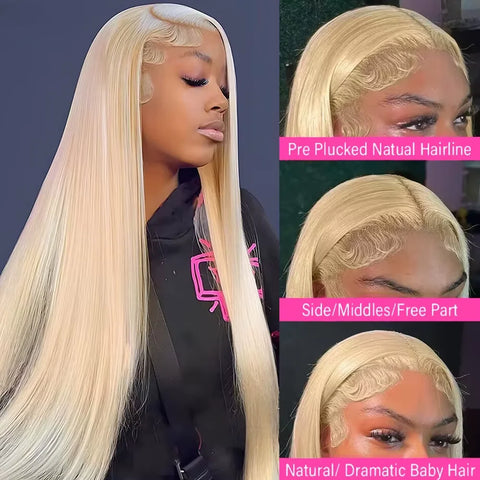 300% 30 40 46 Inch Straight Blonde 613 Hd Lace Frontal Human Hair Wig 13x4 Lace Front Colored Wig 13x6 Human Hair Wigs For Women
