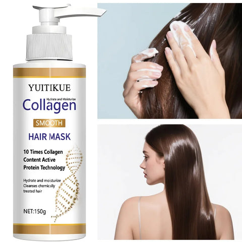YUITIKUE Collagen Hair Mask - Deeply repairs damaged hair, 72-hour fragrance, oil-free moisture, controls frizz.