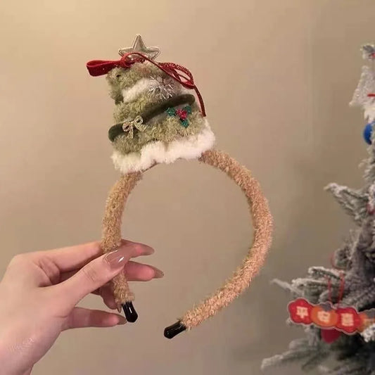 2025 New Christmas Decoration Headband Hair Clip Christmas Atmosphere Butterfly Knot Christmas Hat Hair Clip for Women