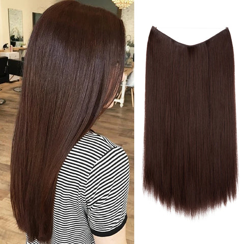 SARLA Synthetic No Clip Hair Extension Ombre Natural Fake False Long Straight Hairpiece Blonde Hair For Women