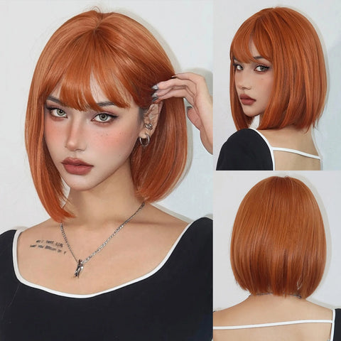 LOUIS FERRE Short Blonde Bob Synthetic Wigs With Dark Root Shoulder Length Blonde Straight Wig Mixed White Hair High Temperature
