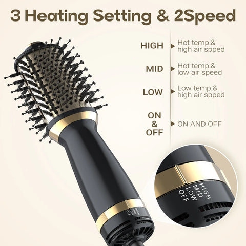 hair dryer brush in one, 4in1 hair dryer brush hair dryer with oval bucket, mini hot air brush for all hair types, suitable gift