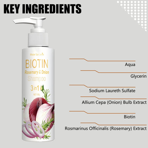 Biotin Rosemary Onion Shampoo, 72-Hour Oil Control, Soft and Shiny, Say Goodbye to Dry and Greasy Hair, Hair Care and Scalp Care