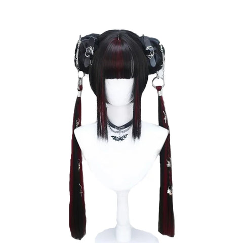 Synthetic wig Lolita cosplay double ponytail long straight hair anime game cosplay hair extensions Halloween Christmas dress up
