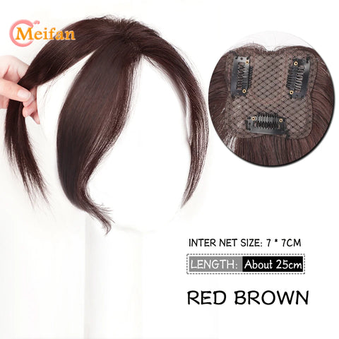 MEIFAN Synthetic Middle Part Topper Hairpiece with Bangs Clip-In Bangs Extension Natural Invisible Clourse Hairpiece for Women