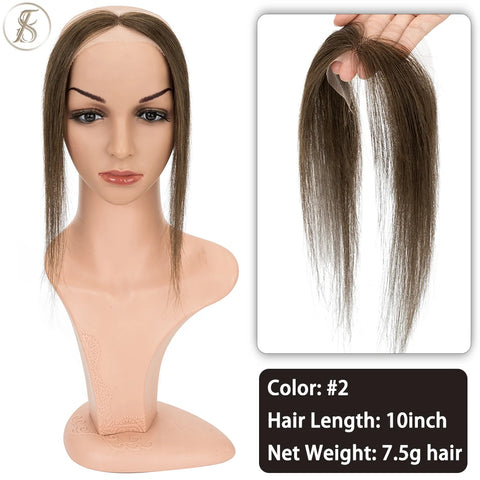 TESS Women Topper Human Hair 10inch Natural Hairline Hair Patch Hair Loss Hand Hook Lace Single Knot Hair Invisible Hairpiece