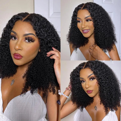 3 IN 1 Half Wig Human Hair 220 Density Deep Wave Wig Human Hair Ready to Wear 3 IN 1 Half Wig With Drawstring Half Wig