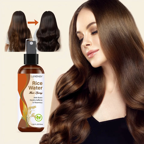 Rice Water Hair Spray - with Biotin,Keratin,Caffeine & Rosemary,Smooths Hair and Reduce Tangles,Add Hair Shine for All Hair Type