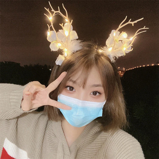 2025 Led Christmas Antler Headband Xmas Tree Hair Band with LED Lights Cosplay Headbands Party Christmas Hair Accessories