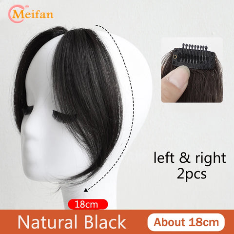 MEIFAN Synthetic Middle Part Topper Hairpiece with Bangs Clip-In Bangs Extension Natural Invisible Clourse Hairpiece for Women