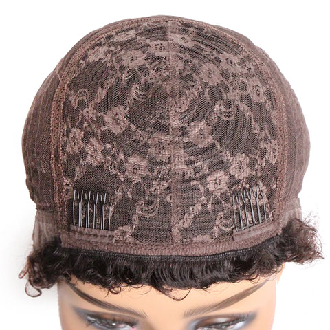 Short Kinky Curly Wigs Human Hair Machine Made Pixie Cut Wigs Brazilian Human Hair For Women Natural Black Curly Human Hair Wigs