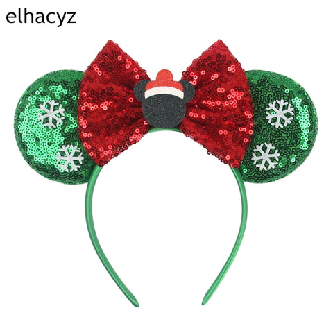 2024 New Christmas Mickey Minnie Mouse Headband Women Disney Ear Hairband Kids Xmas Party Hair Accessories Hot Festival Cosplay