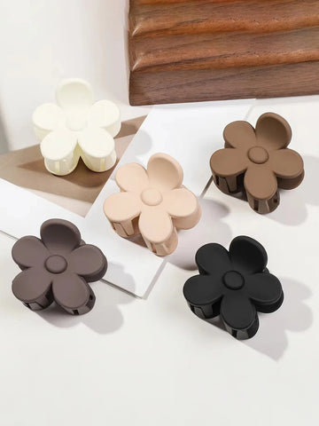 4/5Pcs Small Flower Matte Rectangle Jaw Hair Claw Clips for Women Girls Semicircle Barrettes for Thin Hair