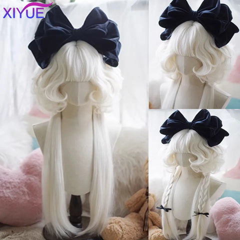 XIYUE Synthetic Long Straight Lolita Wig with Bang Red Ombre Black Cosplay Party Halloween Christmas Wavy Curly Harajuku Wig