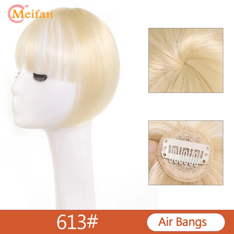 MEIFAN Synthetic Middle Part Topper Hairpiece with Bangs Clip-In Bangs Extension Natural Invisible Clourse Hairpiece for Women