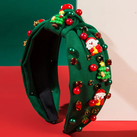 2024 Amazon Cross border European and American Christmas Pearls and Diamonds Santa Claus Accessories Trendy Holiday Headbands