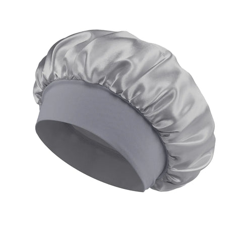 1pc Women's Solid Color Satin Wide-Brimmed Shower Cap, Suitable for Daily Use Silk Bonnet Satin Bonnet Shower Cap