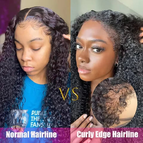 4C Edges Afro Wig Kinky Curly 13x6 HD Lace Frontal Wig 100% Curly Glueless Wig Human Hair 250%13x4 HD Lace Front Human Hair Wigs