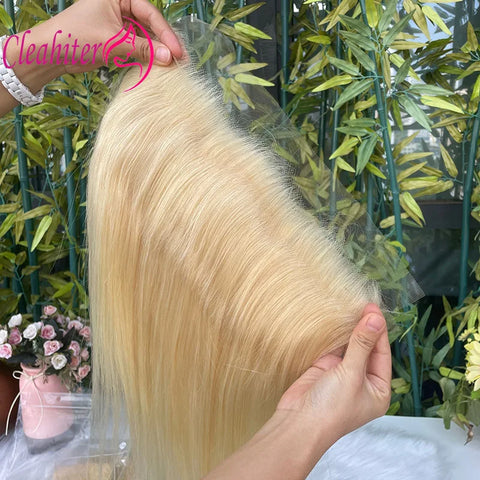 22 Inch 613 Blonde 13x4 Transparent Lace Frontal Brazilian Virgin Hair Pre-Plucked Full End Straight Human Hair Frontal
